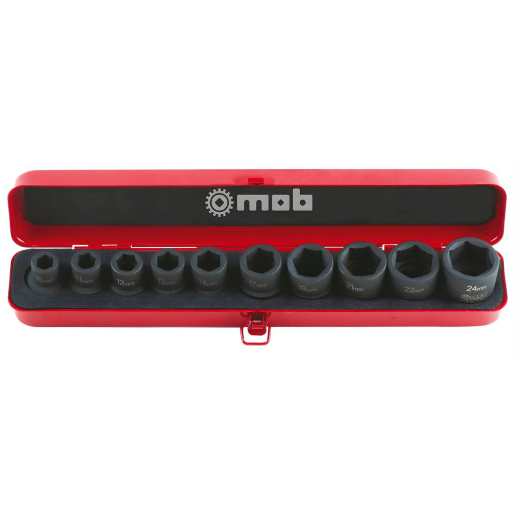 Coffret douilles impact 1/2” 10 pièces métallique