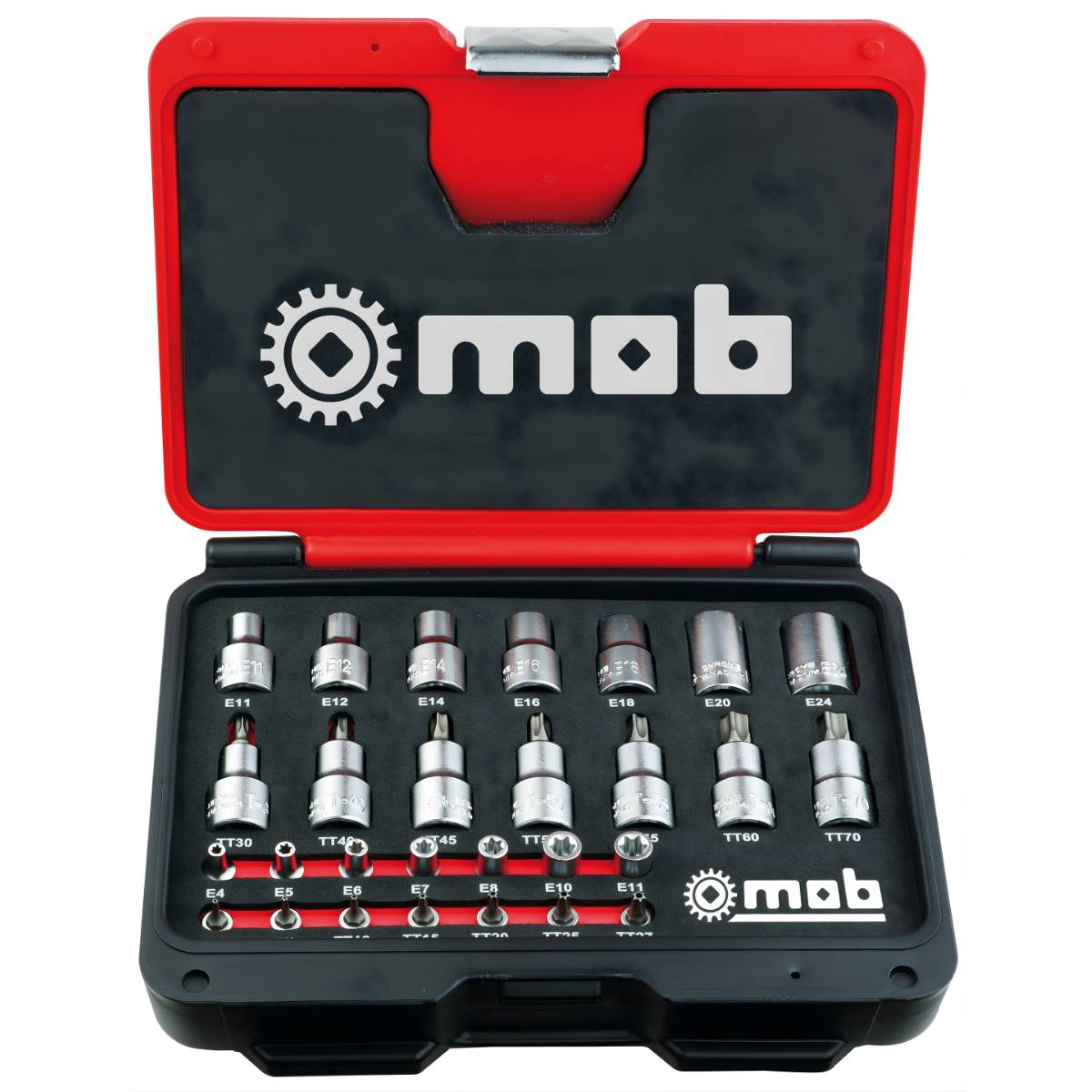 Coffret Tamper Torx 1/4”-1/2” 28 pièces plastique