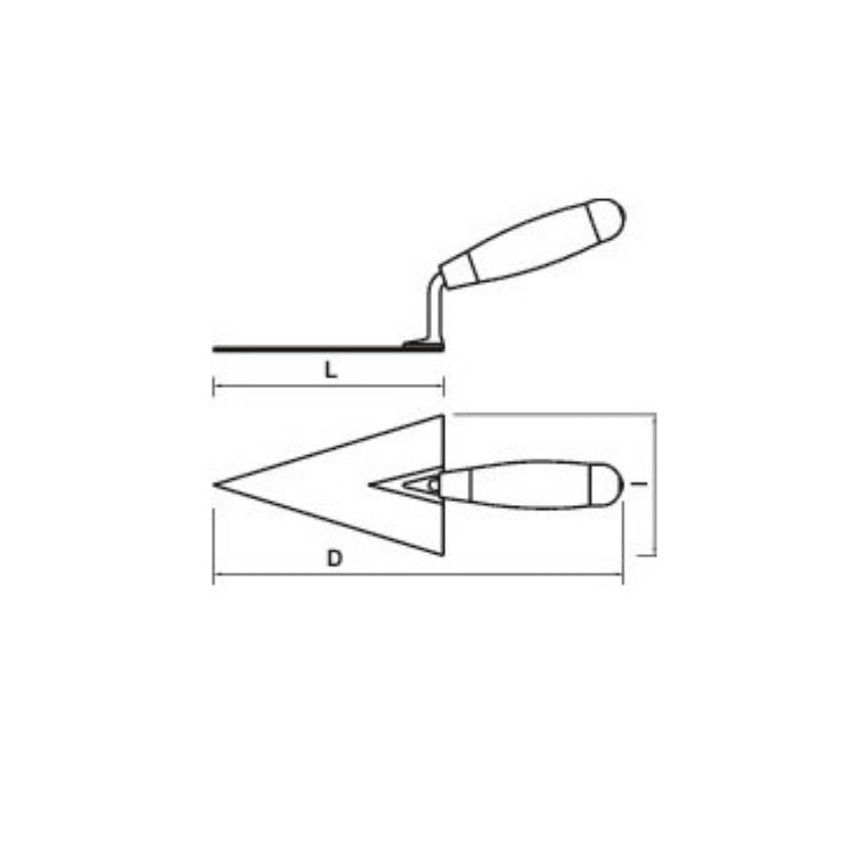 Truelle triangulaire manche bois pour maçon