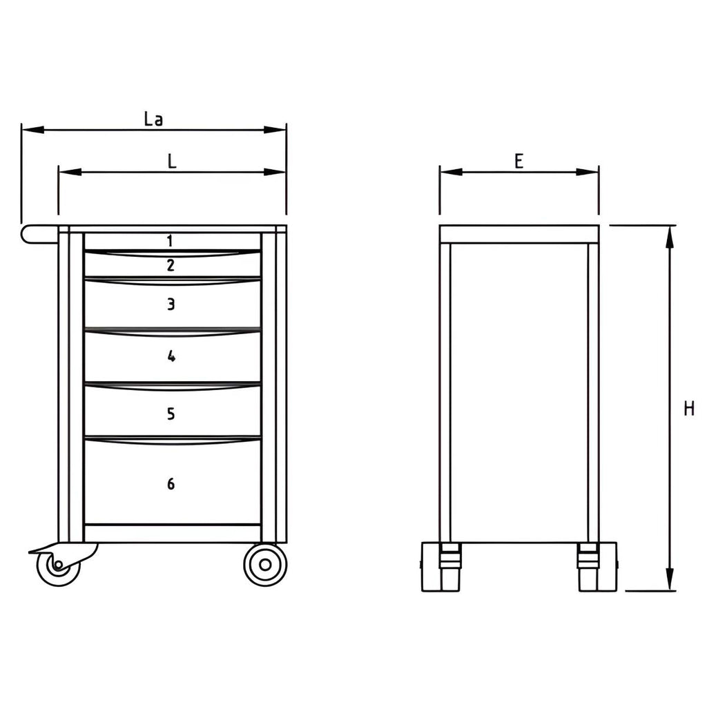 Servante Proliner 3 modules 5 tiroirs rouge