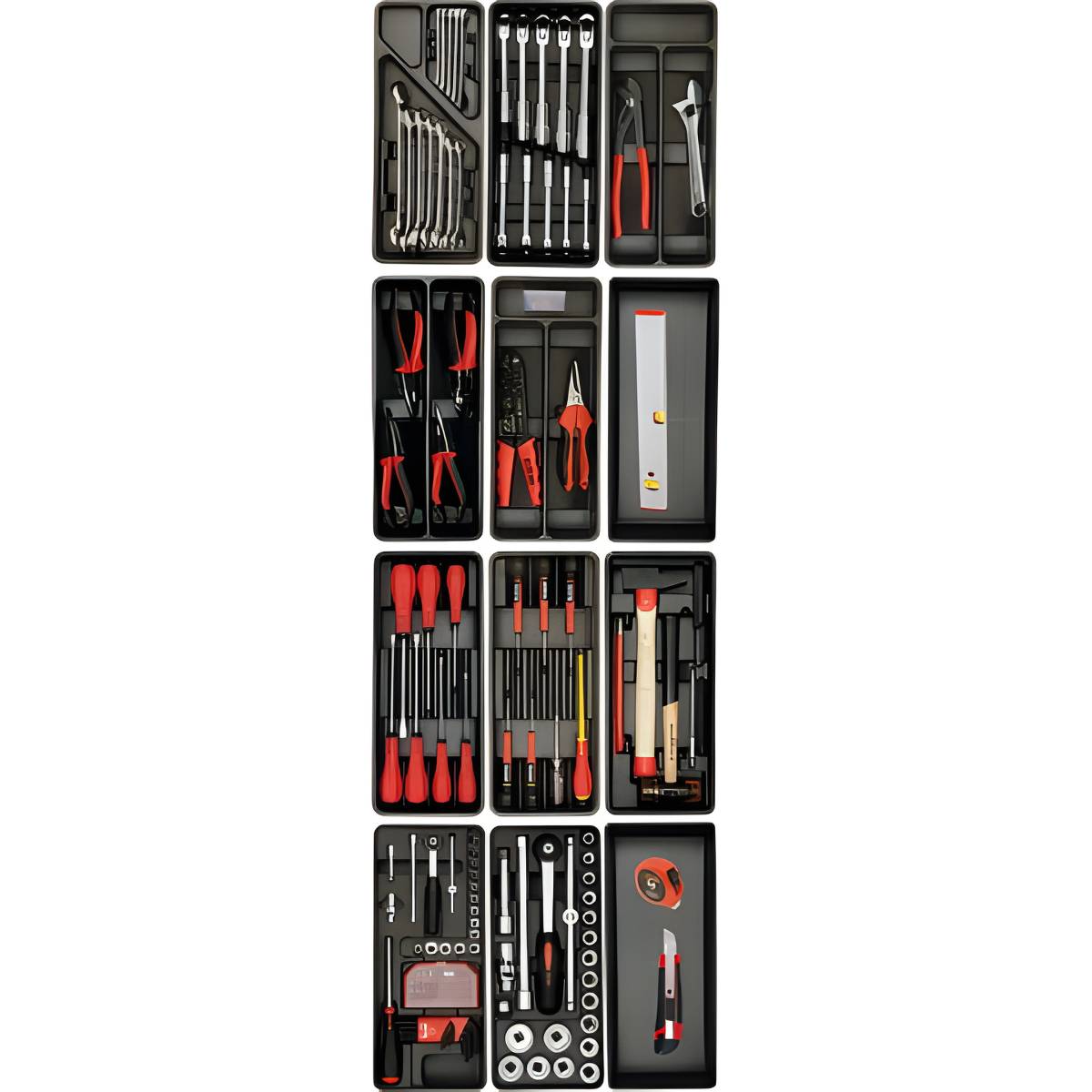 Servante Proliner 5 tiroirs garnie 141 pièces