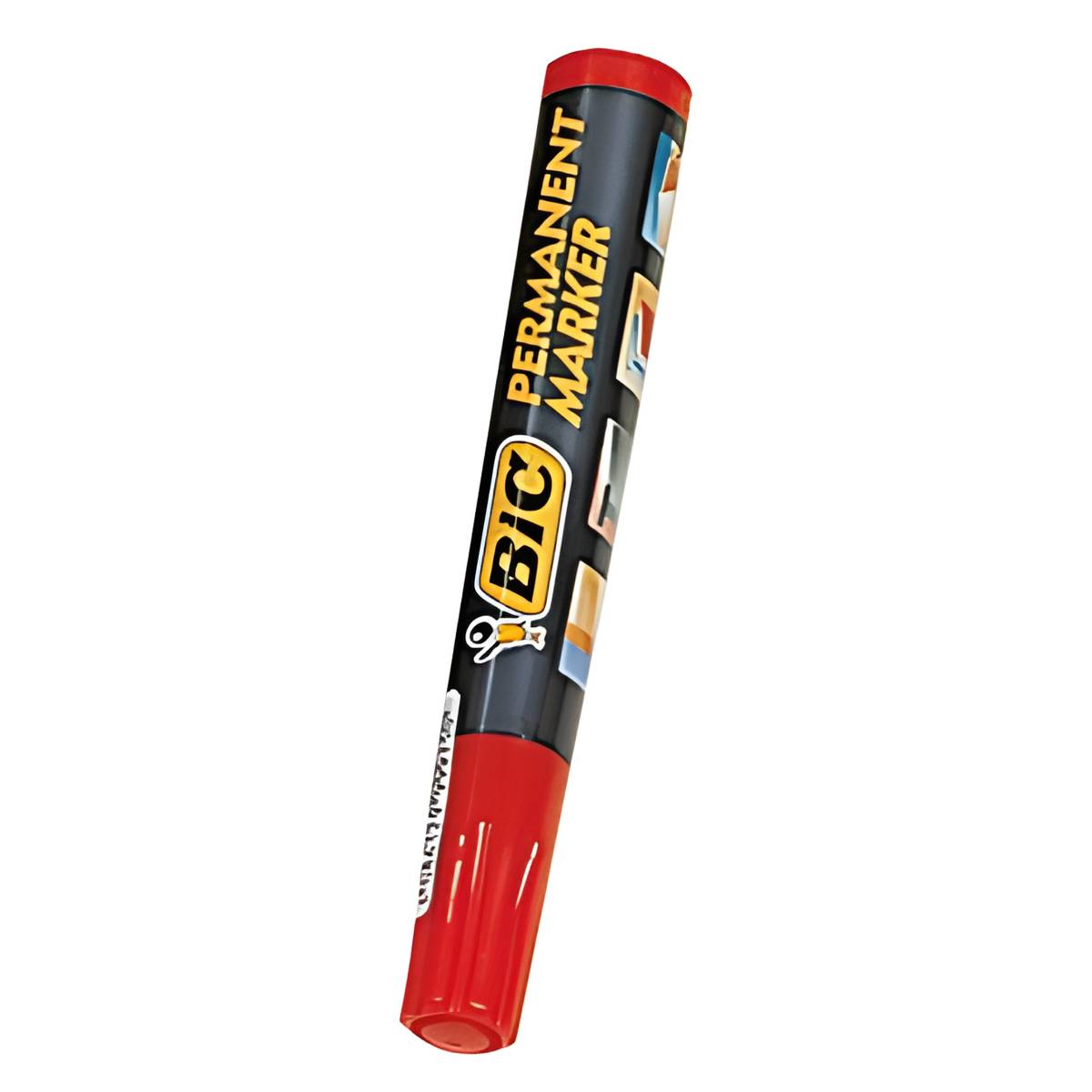 Marqueur indélébile Bic rouge corps plastique pointe biseautée