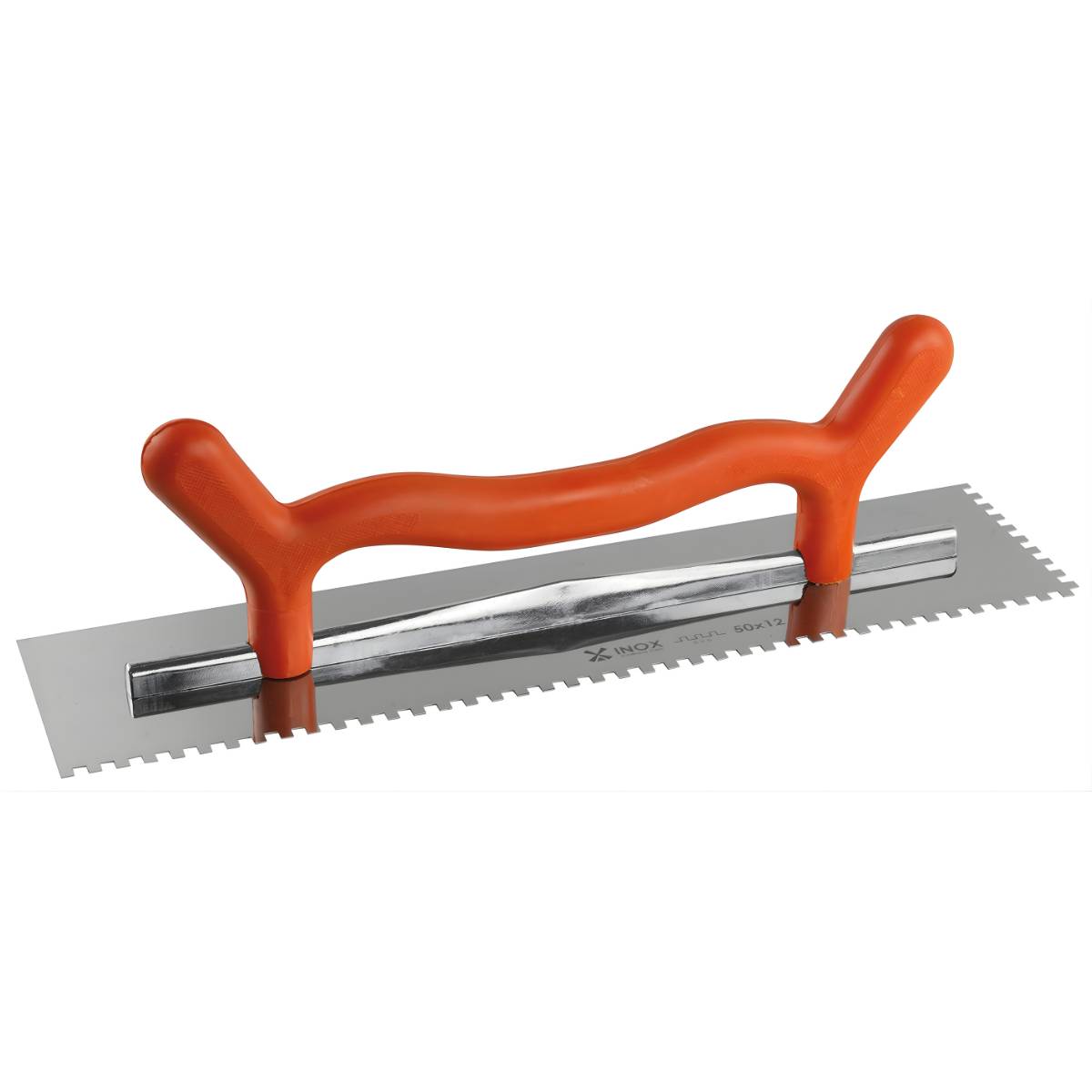Platoir deux mains denté à colle lame inox 50x12 cm X3