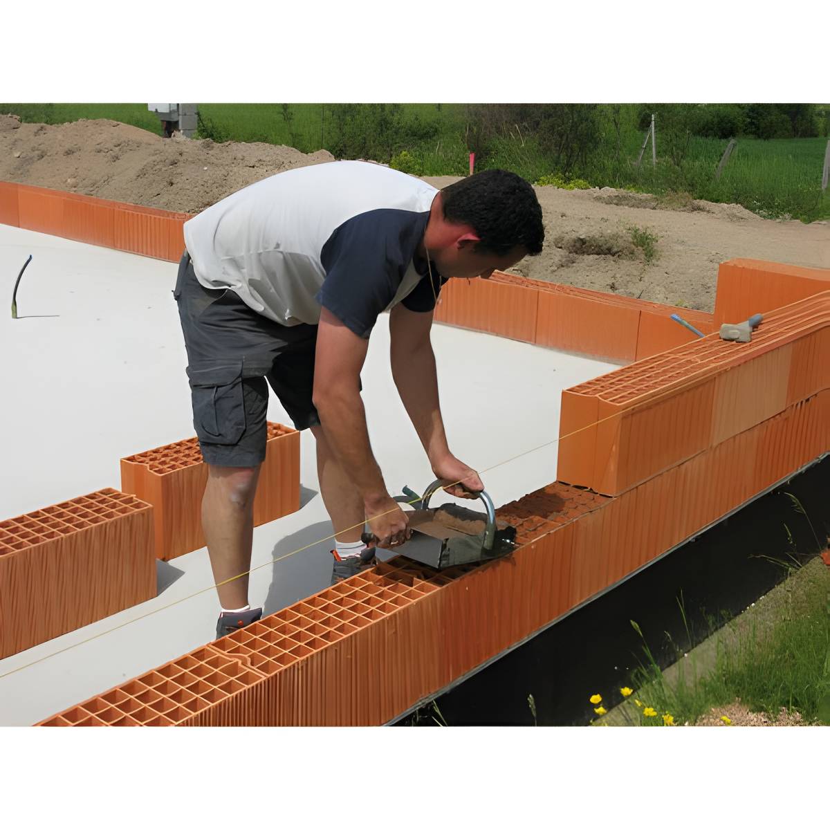 Rouleau applicateur colle briques monomur maçon