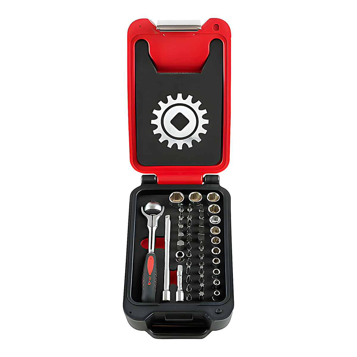 Coffret 1/4” 46 pièces 6 pans cliquet tête rotative