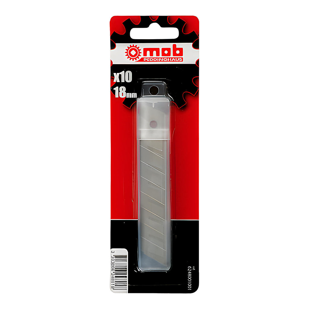 Étui 10 lames de cutter 18 mm sécables sur carte
