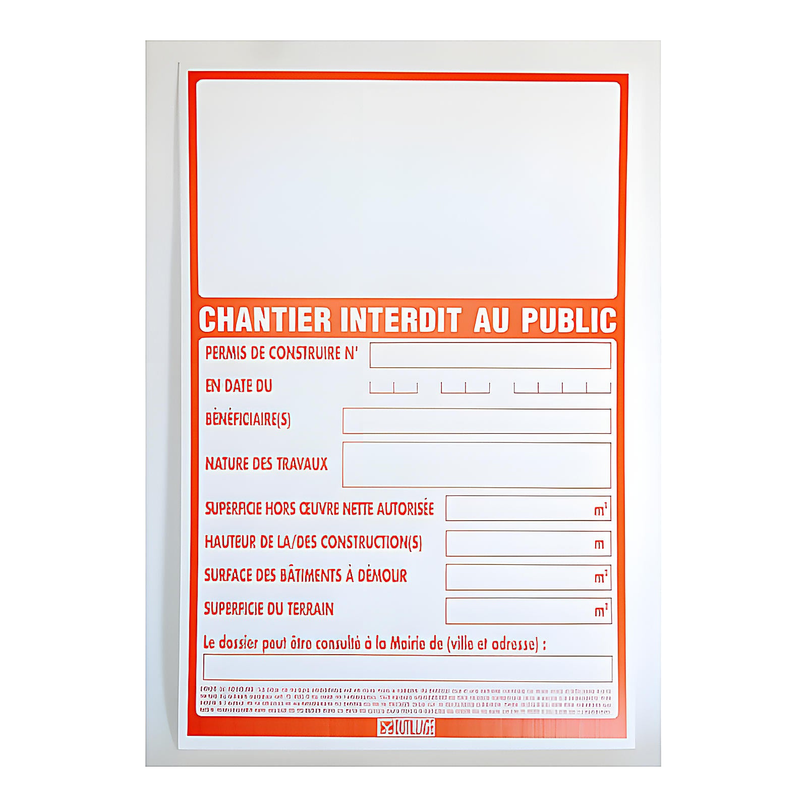 Panneau permis de construire 80 x 120 cm X10