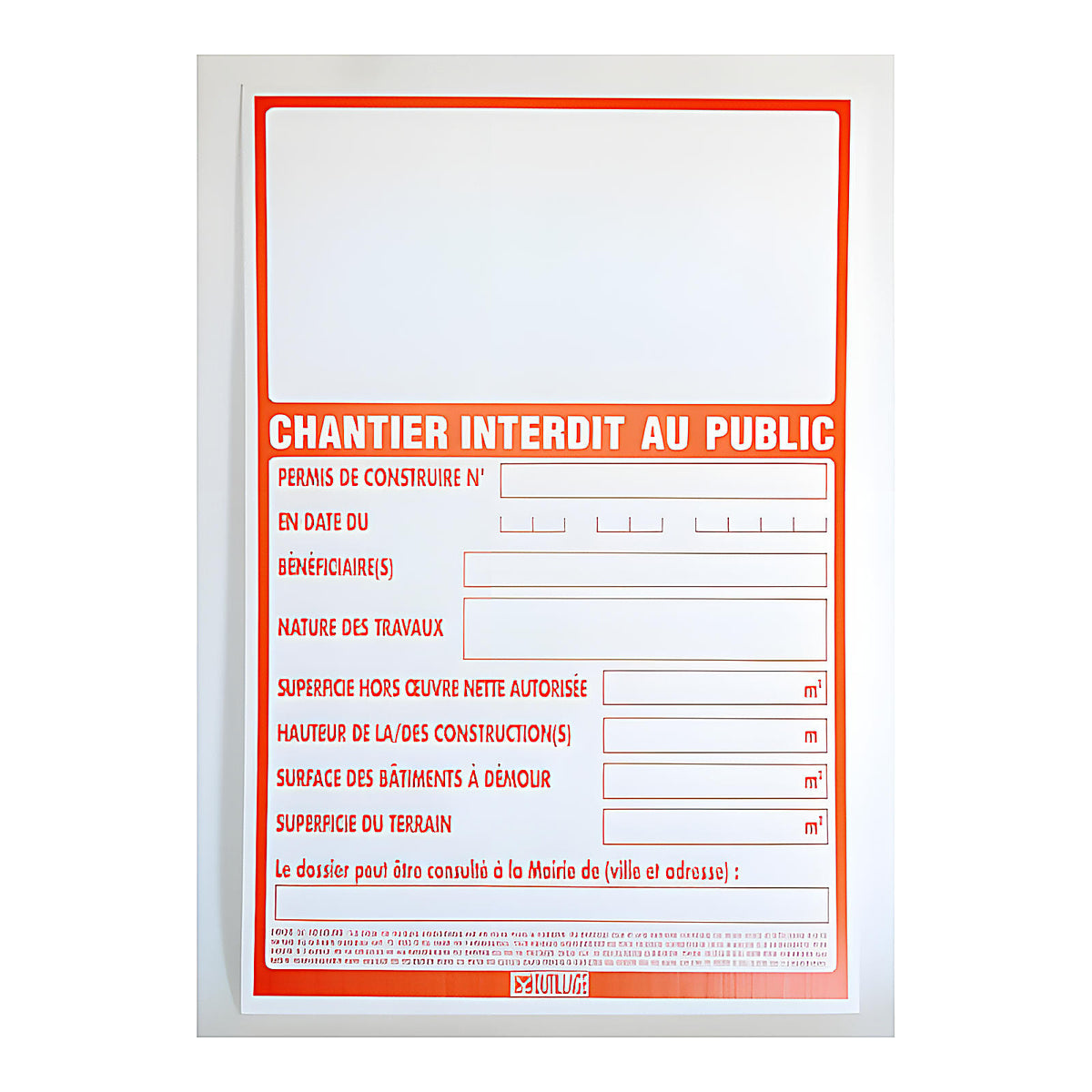 Panneau permis de construire 80 x 120 cm X10