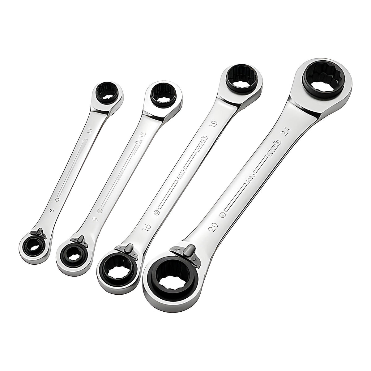 Coffret 4 clés à cliquet 4x4 couvrant 16 dimensions