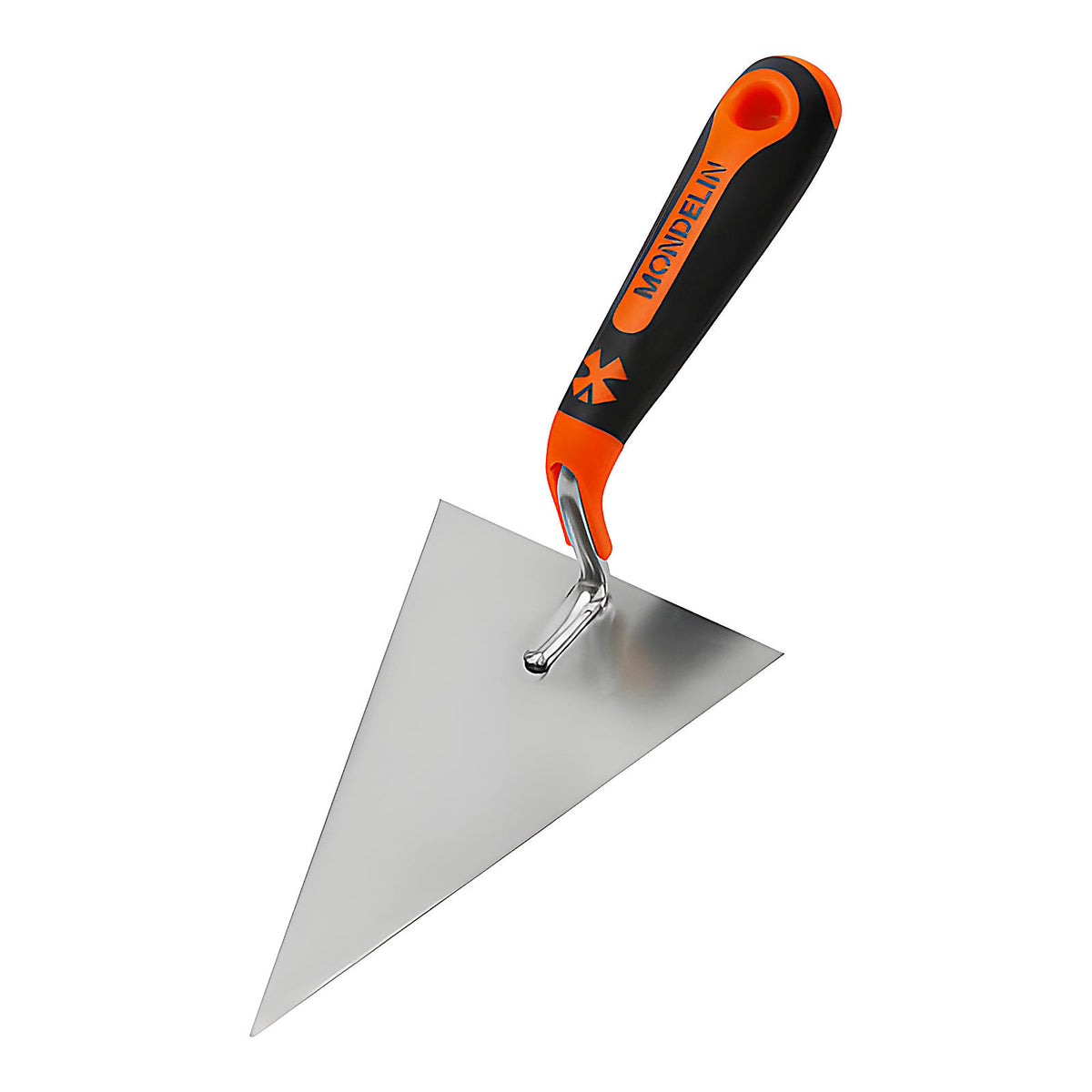 Truelle triangulaire inox manche bimatière plâtrier