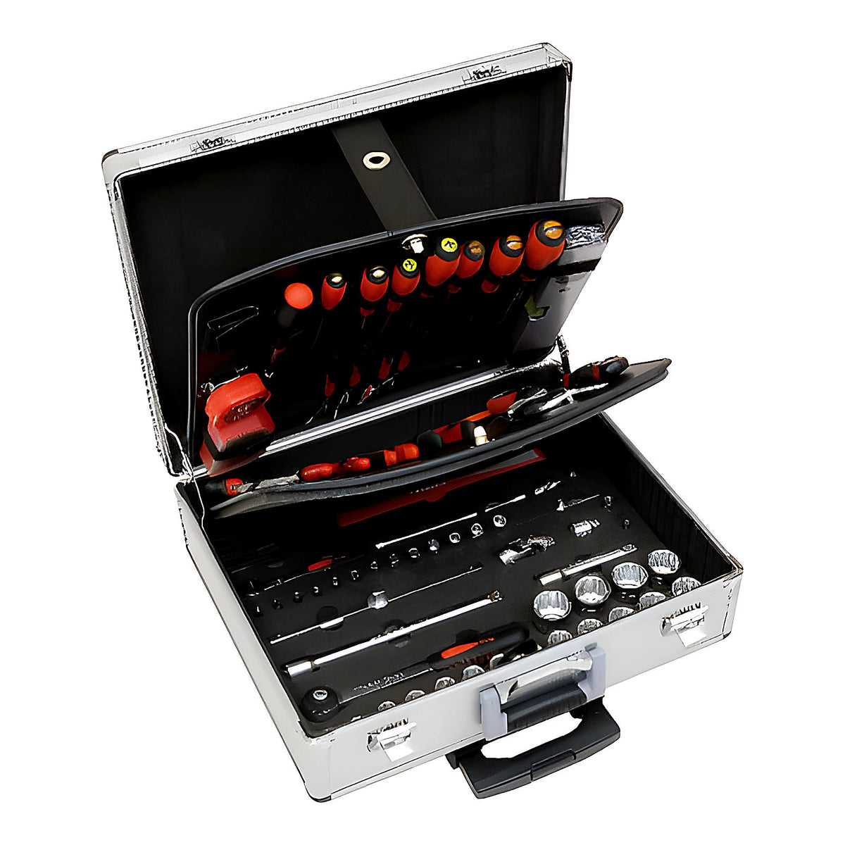 Valise trolley aluminium garnie 128 pièces