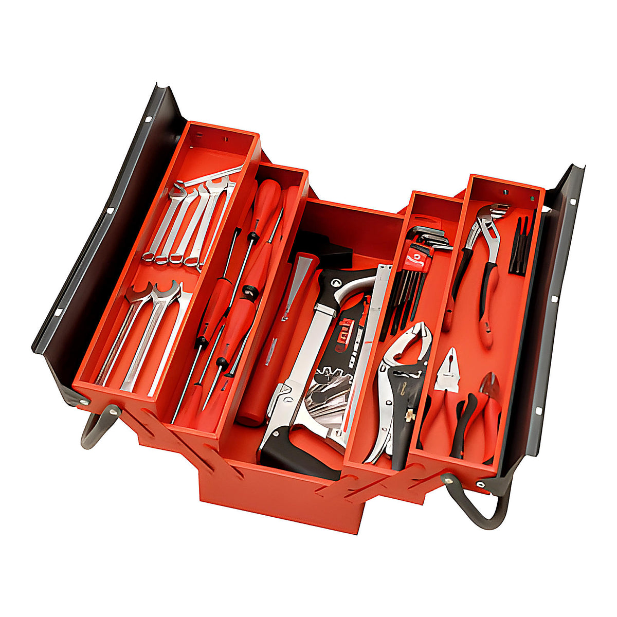 Boîte à outils 5 cases 450 mm garnie 40 pièces