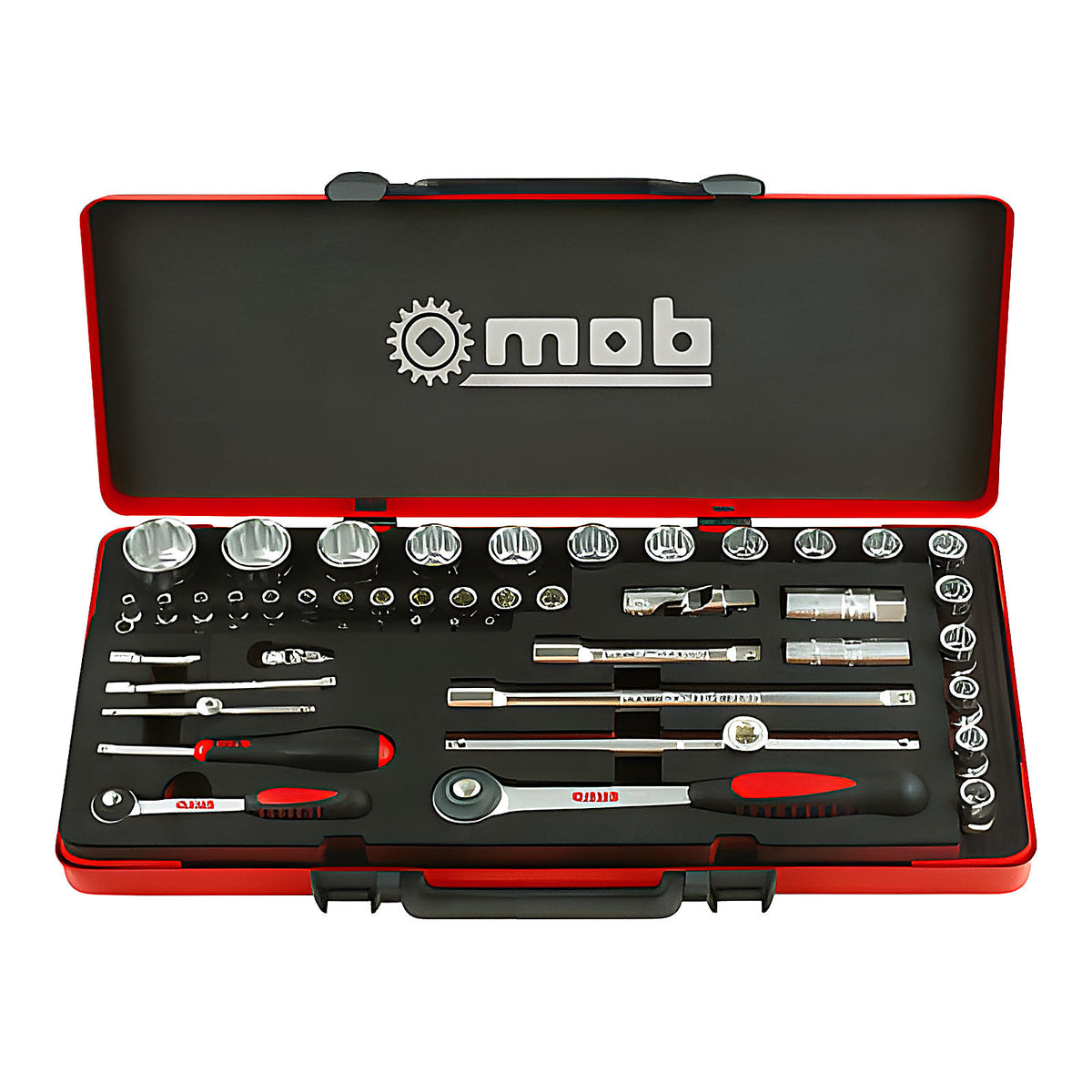 Coffret mixte 1/4”-1/2” 52 pièces cliquets ronds