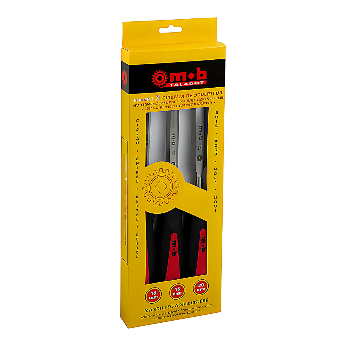 Jeu 3 ciseaux de sculpteur manche tri-matière brochable