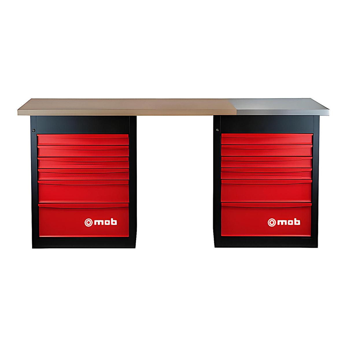 Établi 12 tiroirs avec plaque inox charge 1000 kg