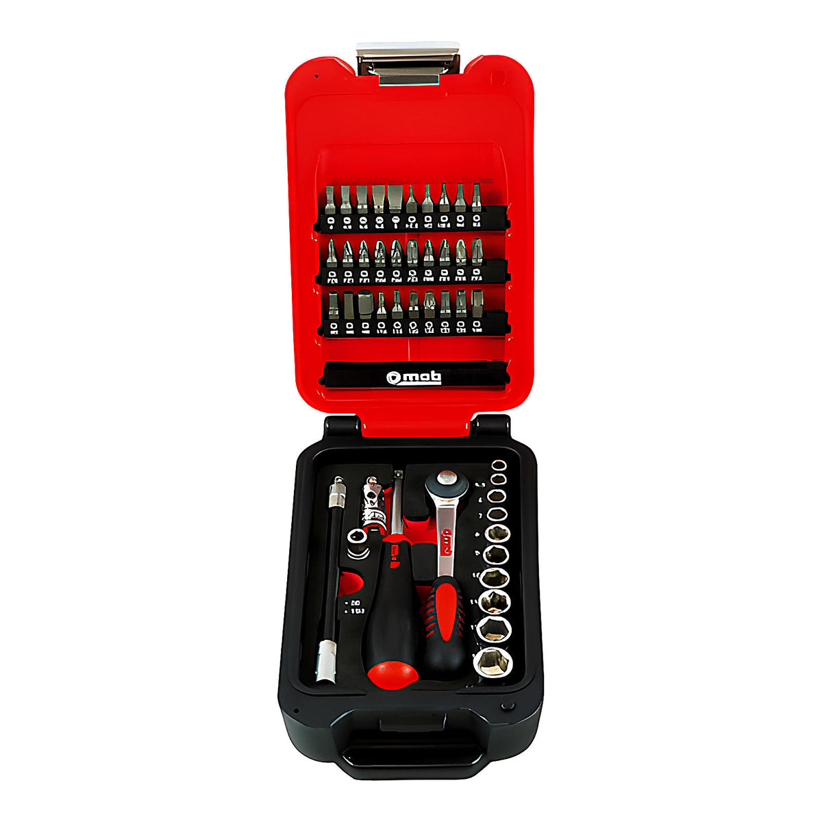 Coffret 1/4” 46 pièces 6 pans cliquet rond 72 dents