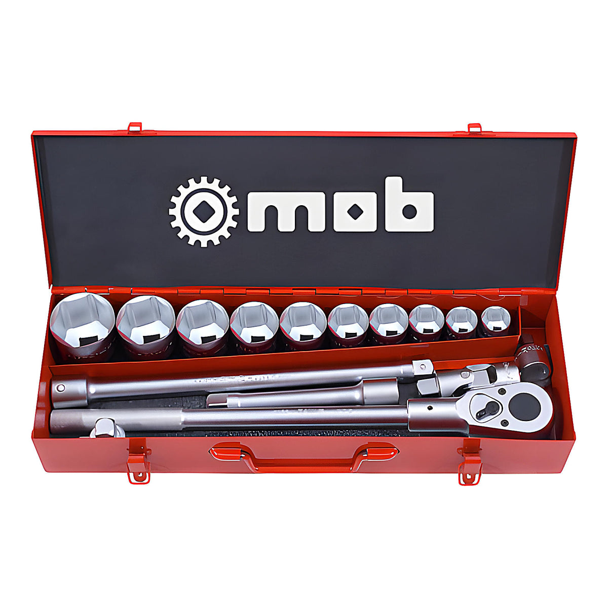 Coffret métallique 3/4” 16 pièces 6 pans avec cliquet