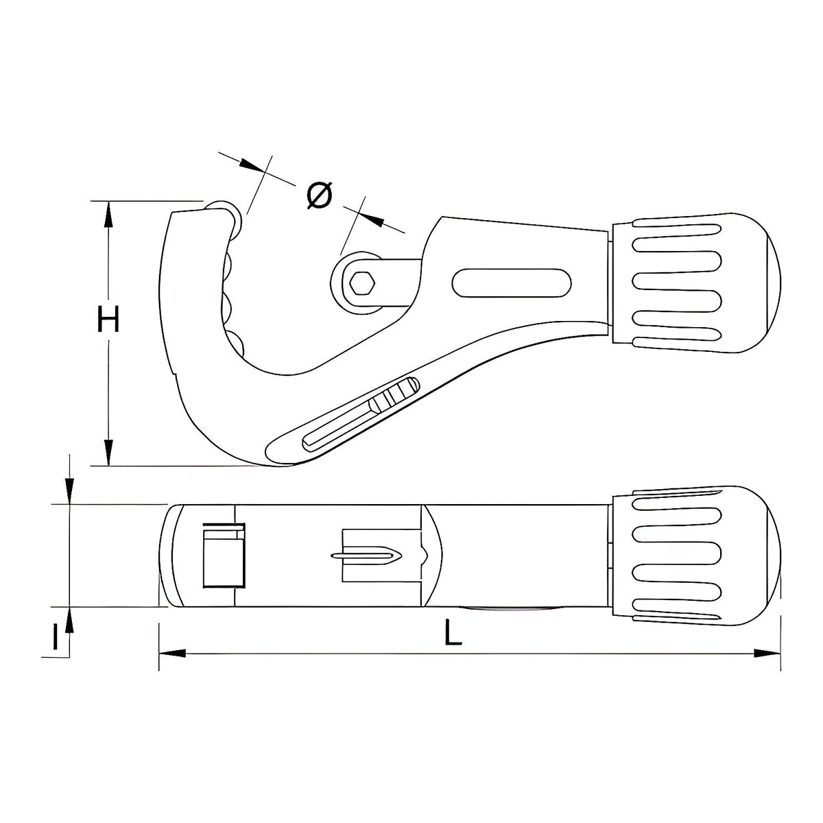 Coupe-tube télescopique inox sur carte plombier