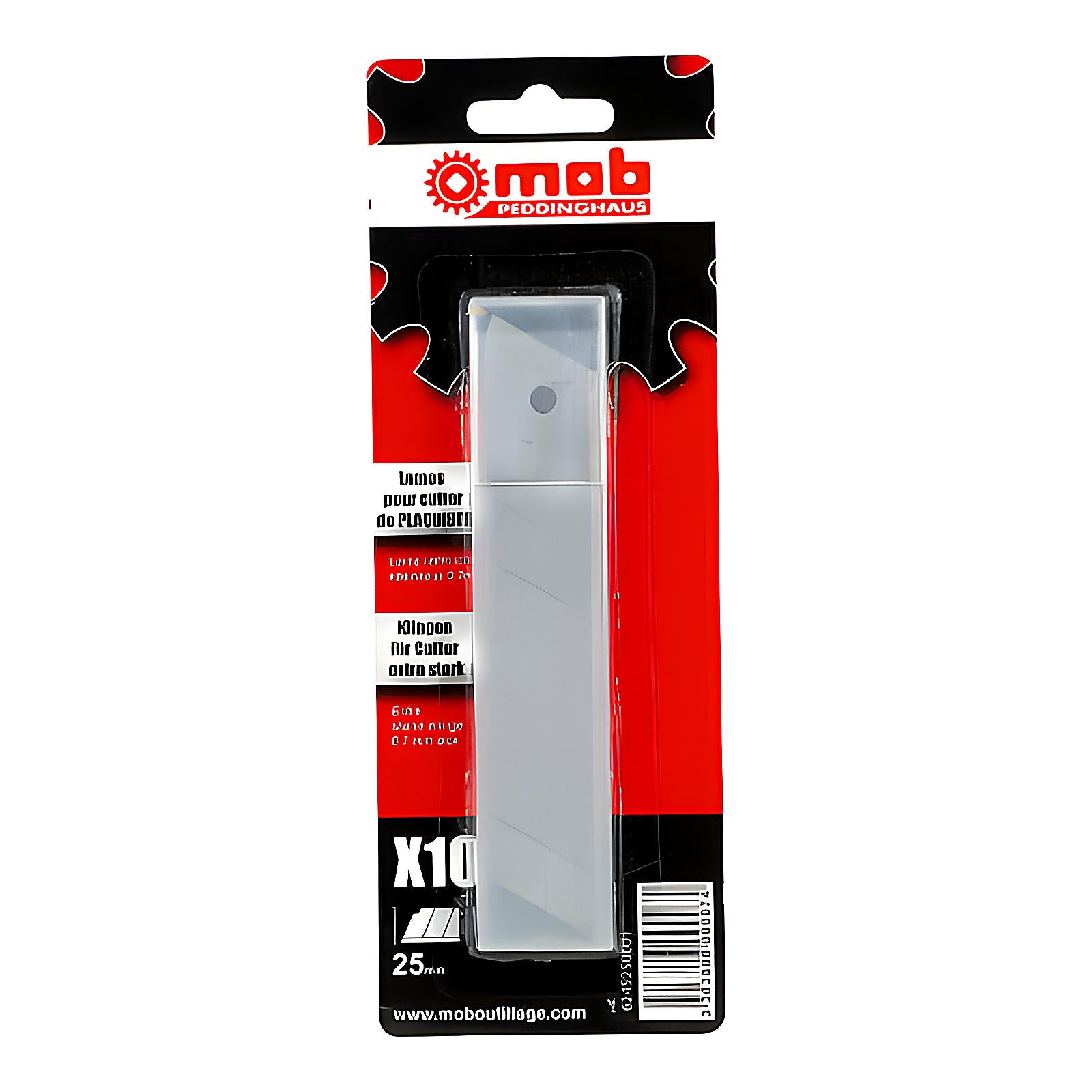 Étui 10 lames de cutter 25 mm sécables sur carte