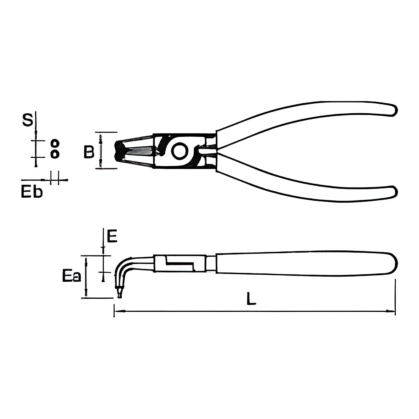 Pince à circlips intérieur becs 90°