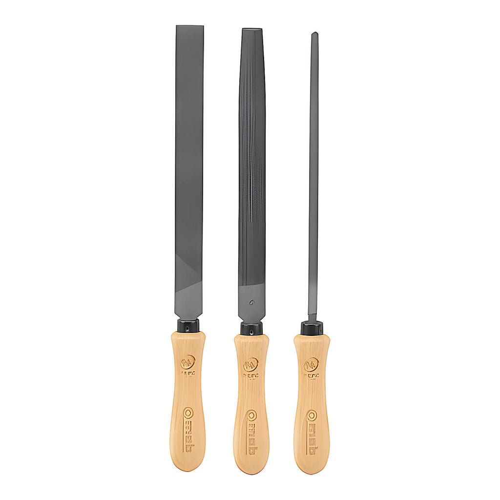 Jeu de 3 limes manche bois 200 mm sur carte