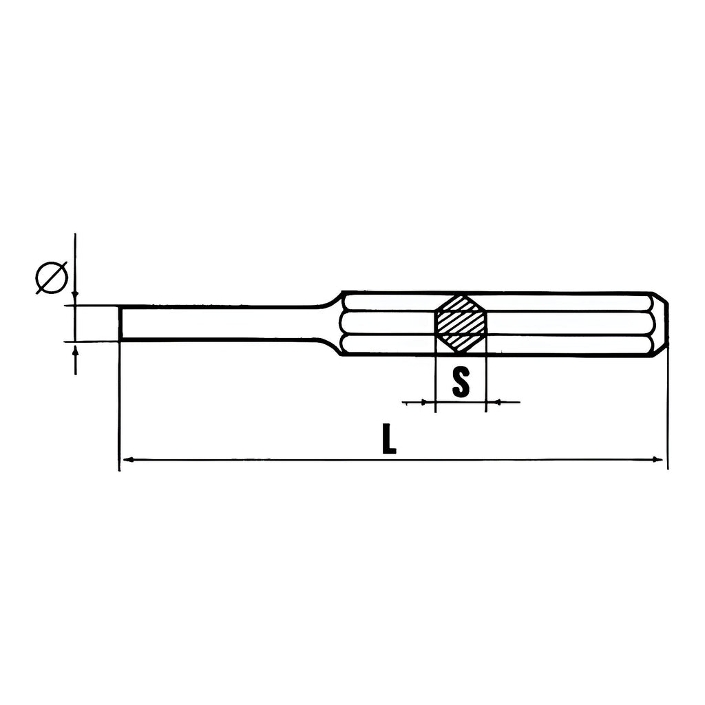 Chasse-goupilles de mécanicien hexagonaux chrome-vanadium X10