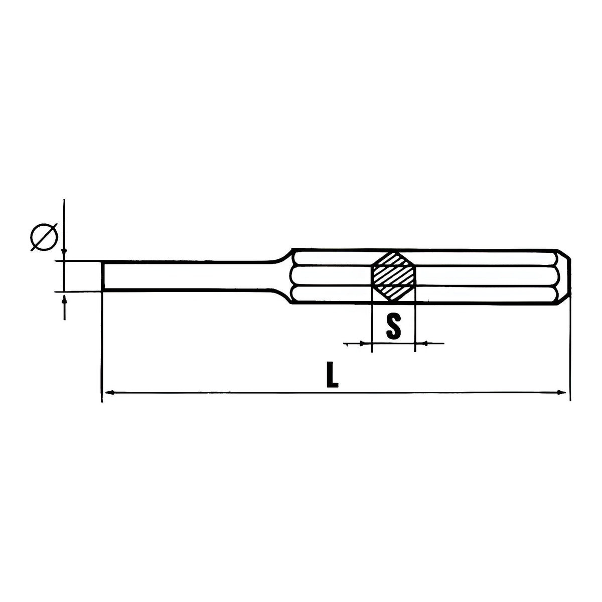Chasse-goupilles de mécanicien hexagonaux chrome-vanadium X10