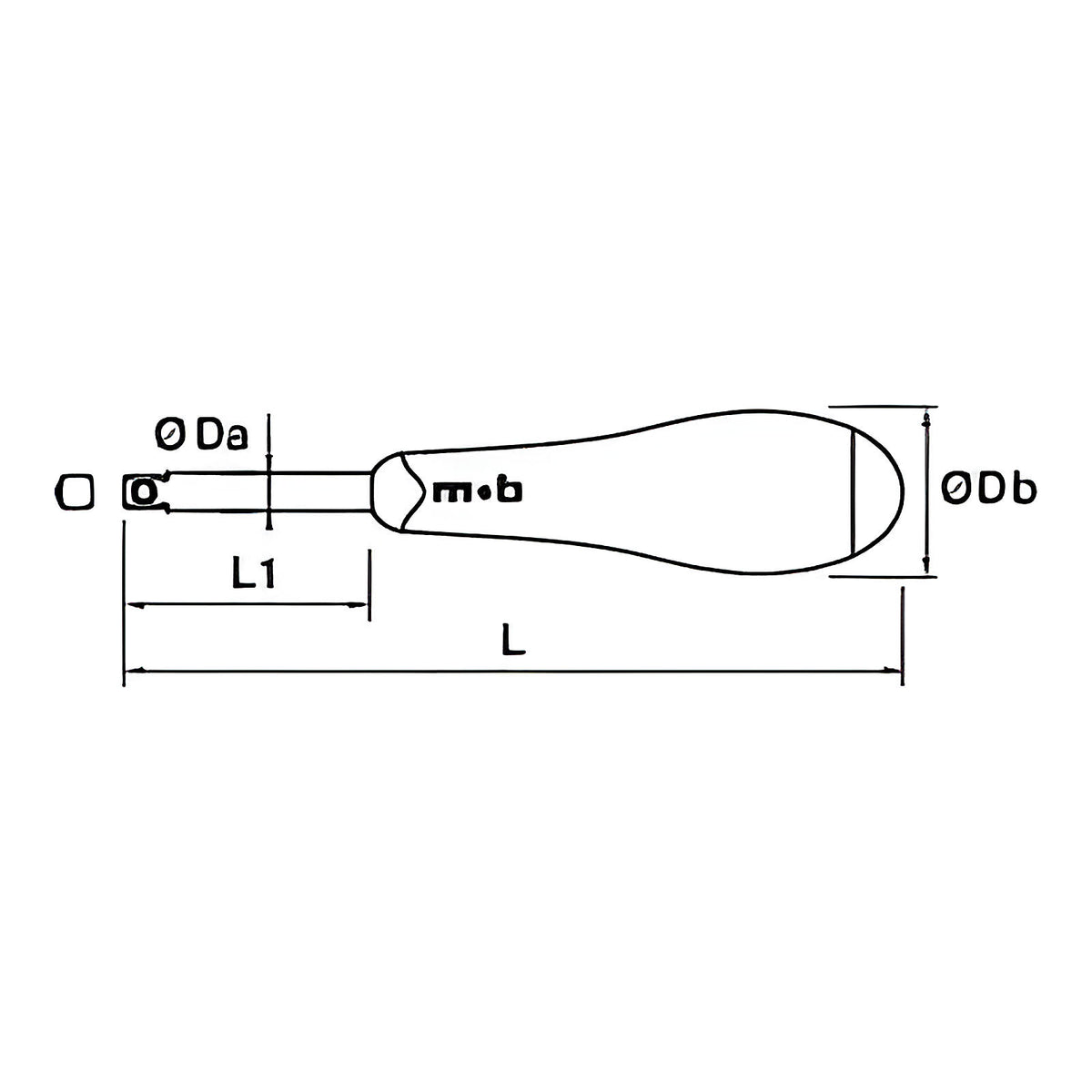 Poignée tournevis carré 1/4” bimatière