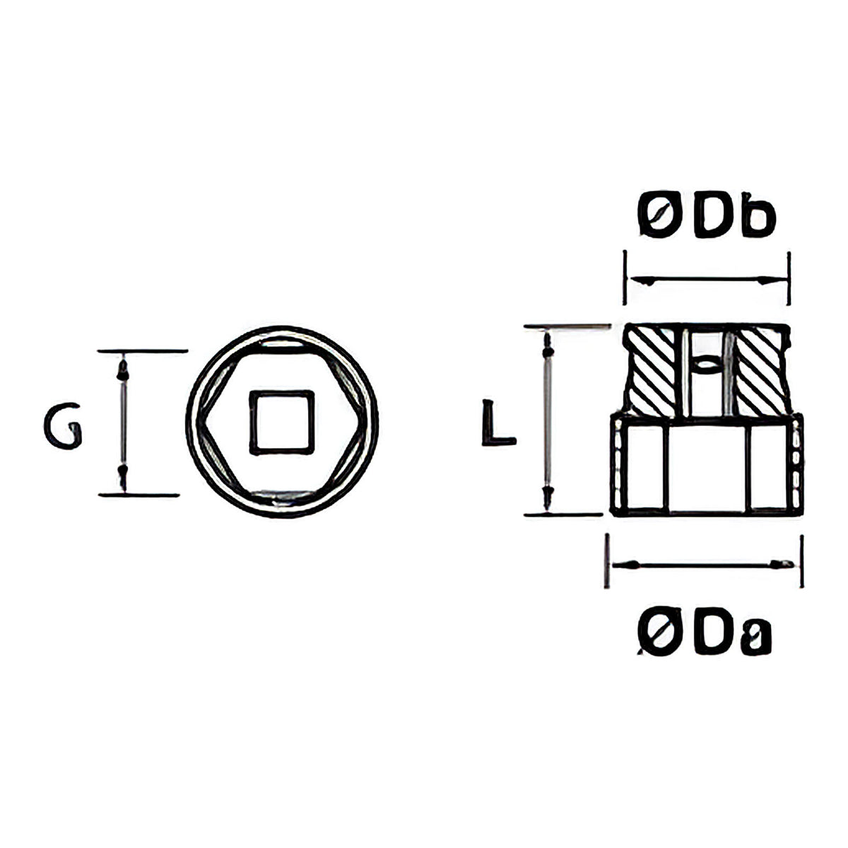 Douille 6 pans 1/2” pouces chrome-vanadium X5