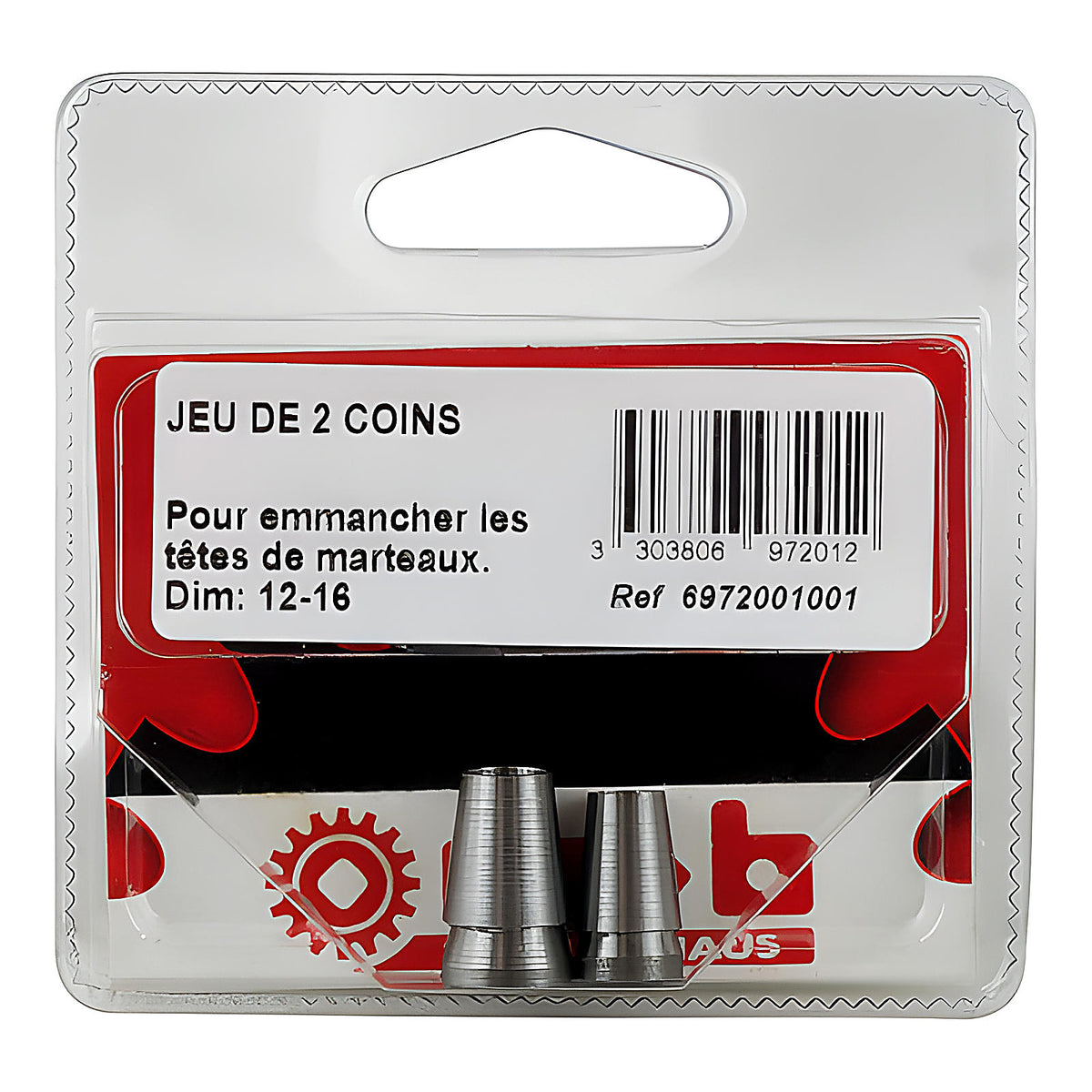 Composition 2 coins sur carte pour réemmanchement marteau X5