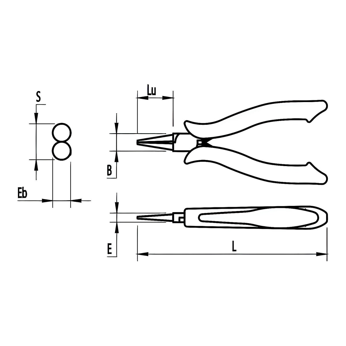Pince à becs ronds micro précision bimatière