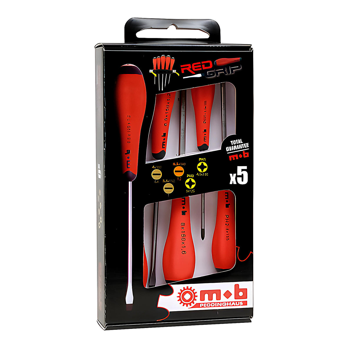 Jeu 5 tournevis fente + Phillips bimatière avec réglette