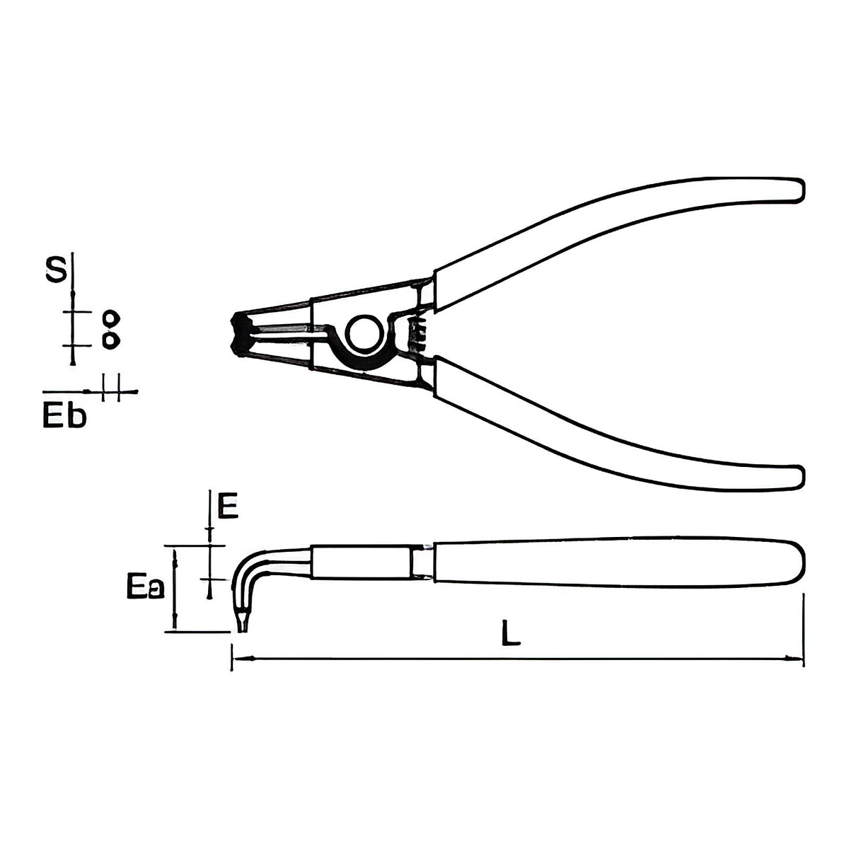 Pince à circlips extérieur becs 90°
