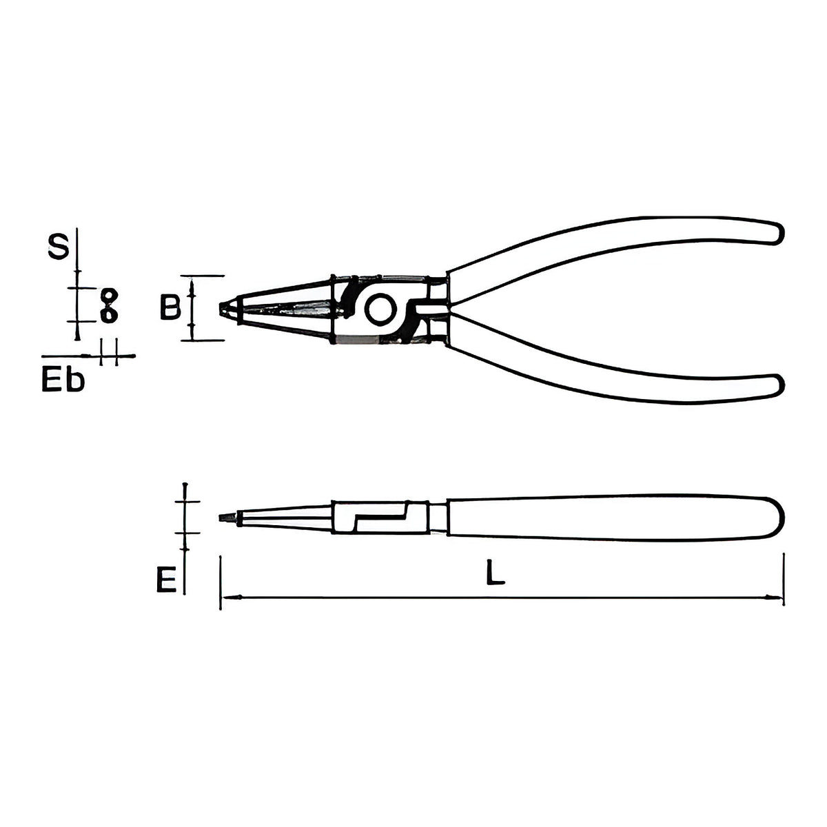 Pince à circlips intérieur becs droits bimatière
