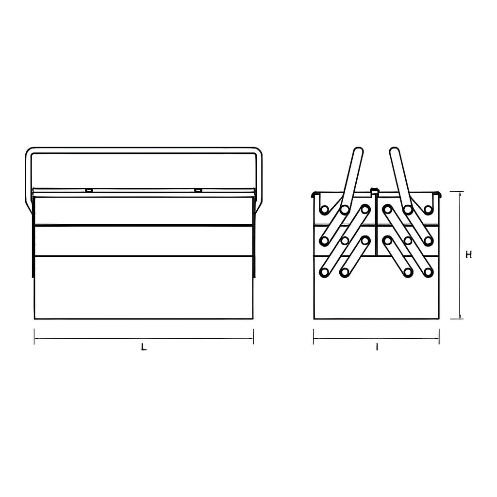 Boîte à outils métal 5 compartiments bicolore renforcée