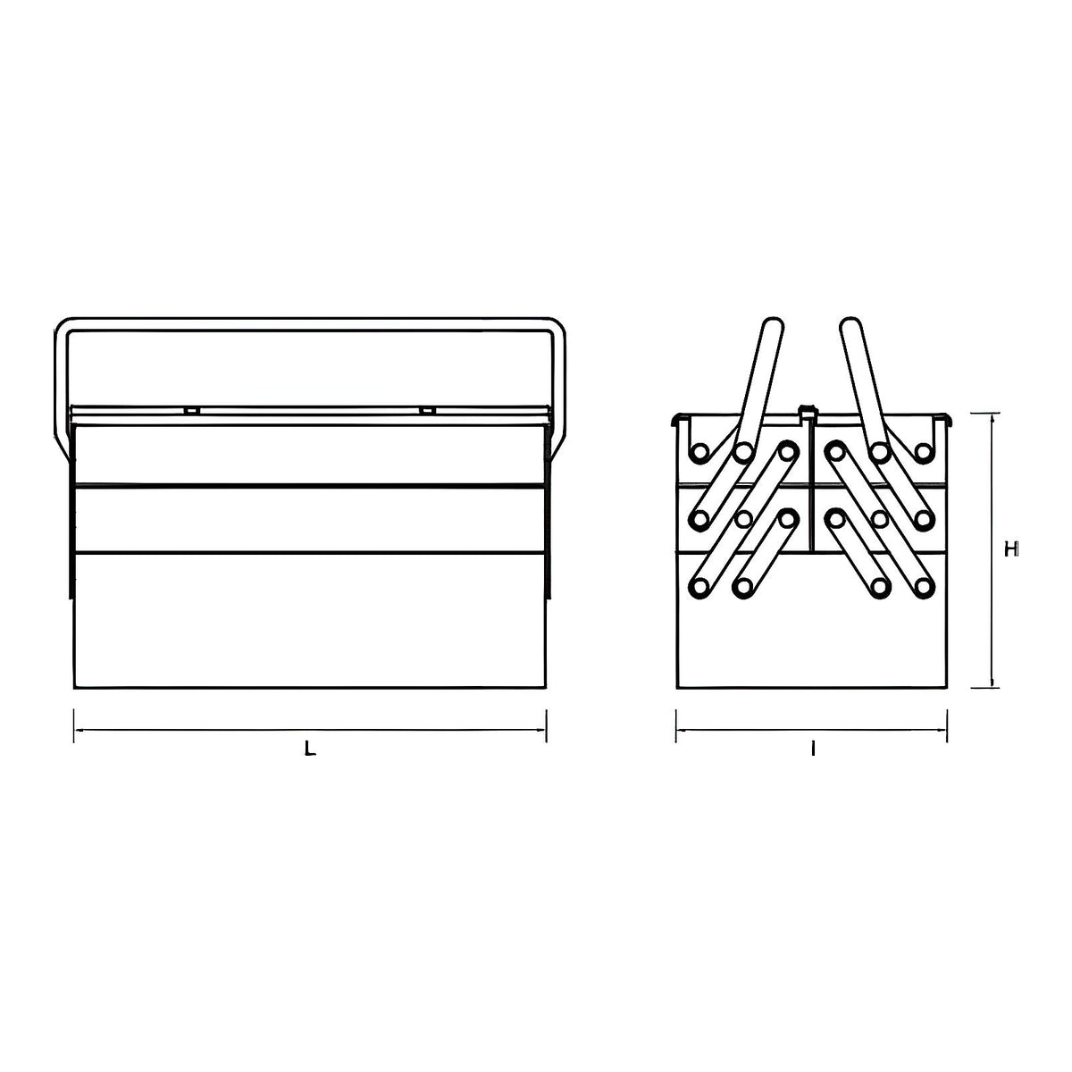 Boîte à outils métal 5 compartiments bicolore renforcée