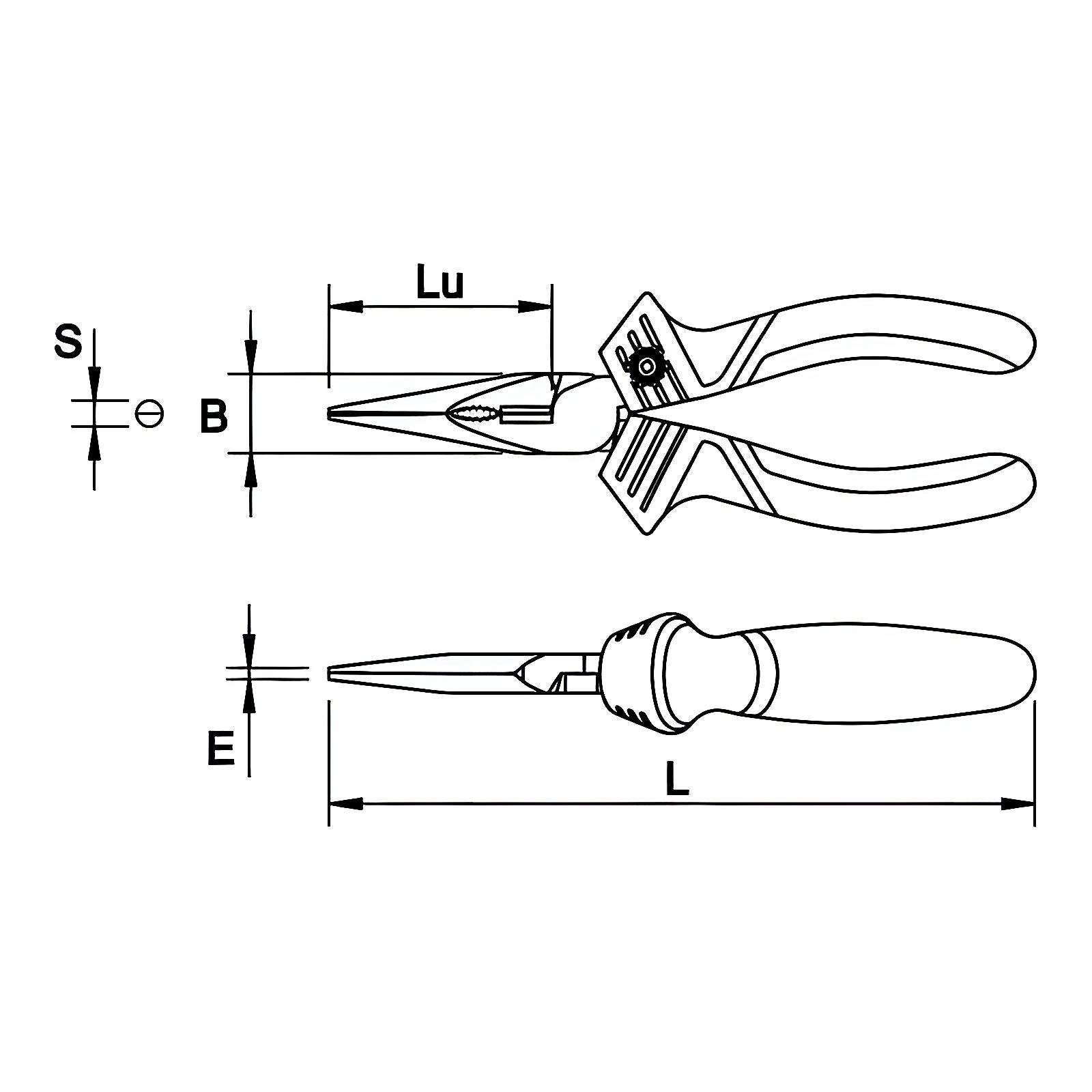 Pince à becs demi-ronds bimatière avec garde