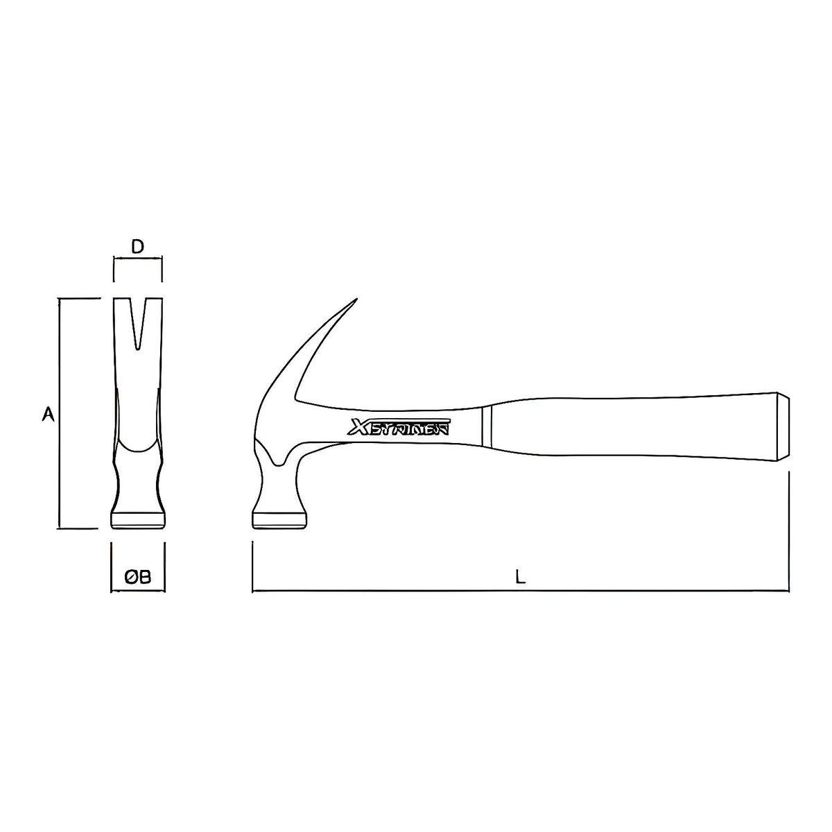 Marteau U.S. X Striker forgé monobloc arrache-clou