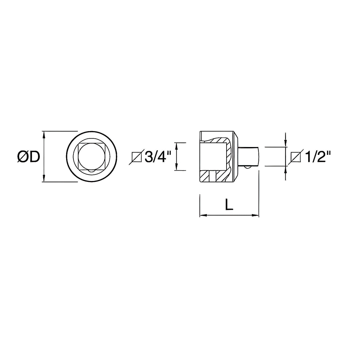 Adaptateurs pour cliquets et douilles 3/4” avec lock pin