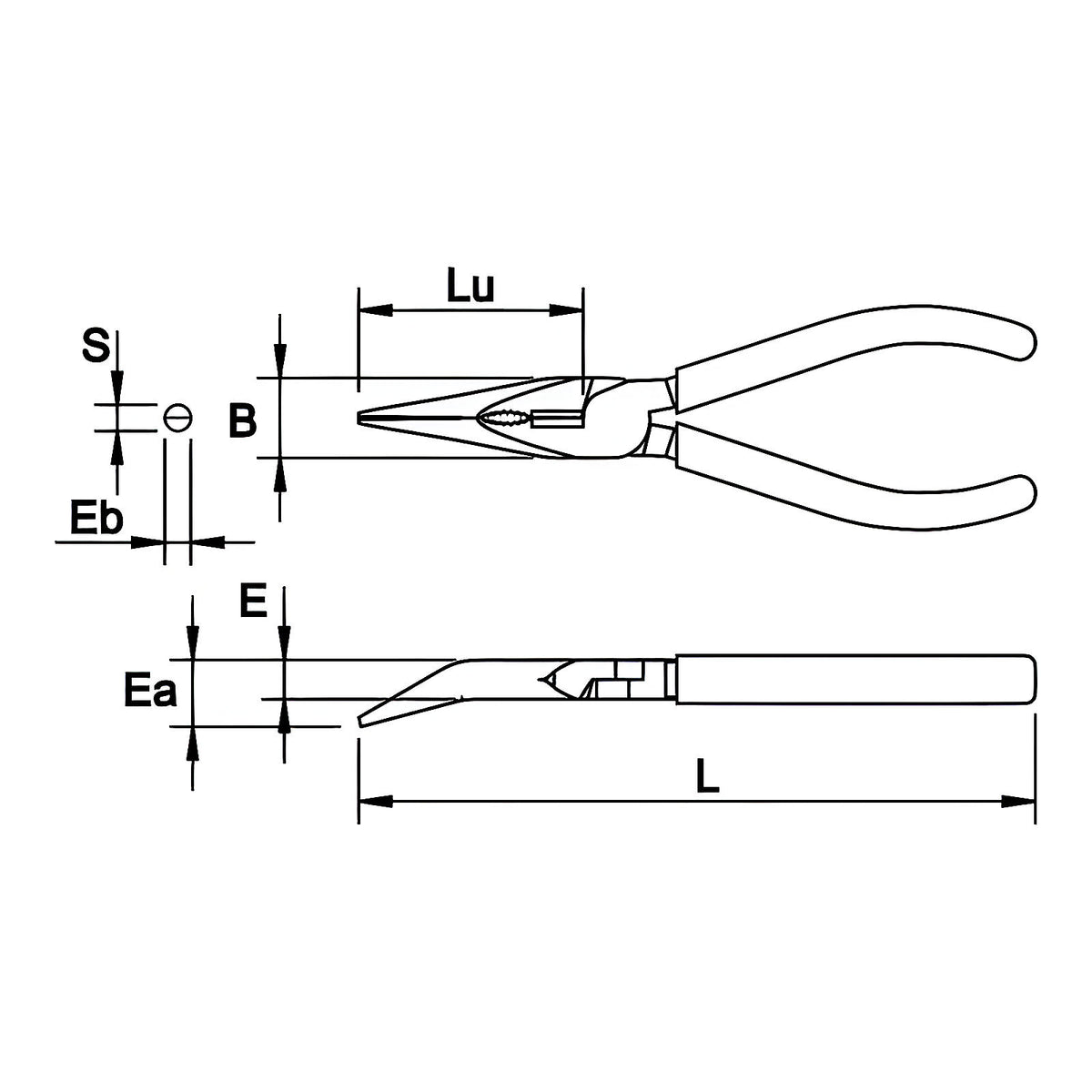 Pince à becs demi-ronds coudés PVC compacte