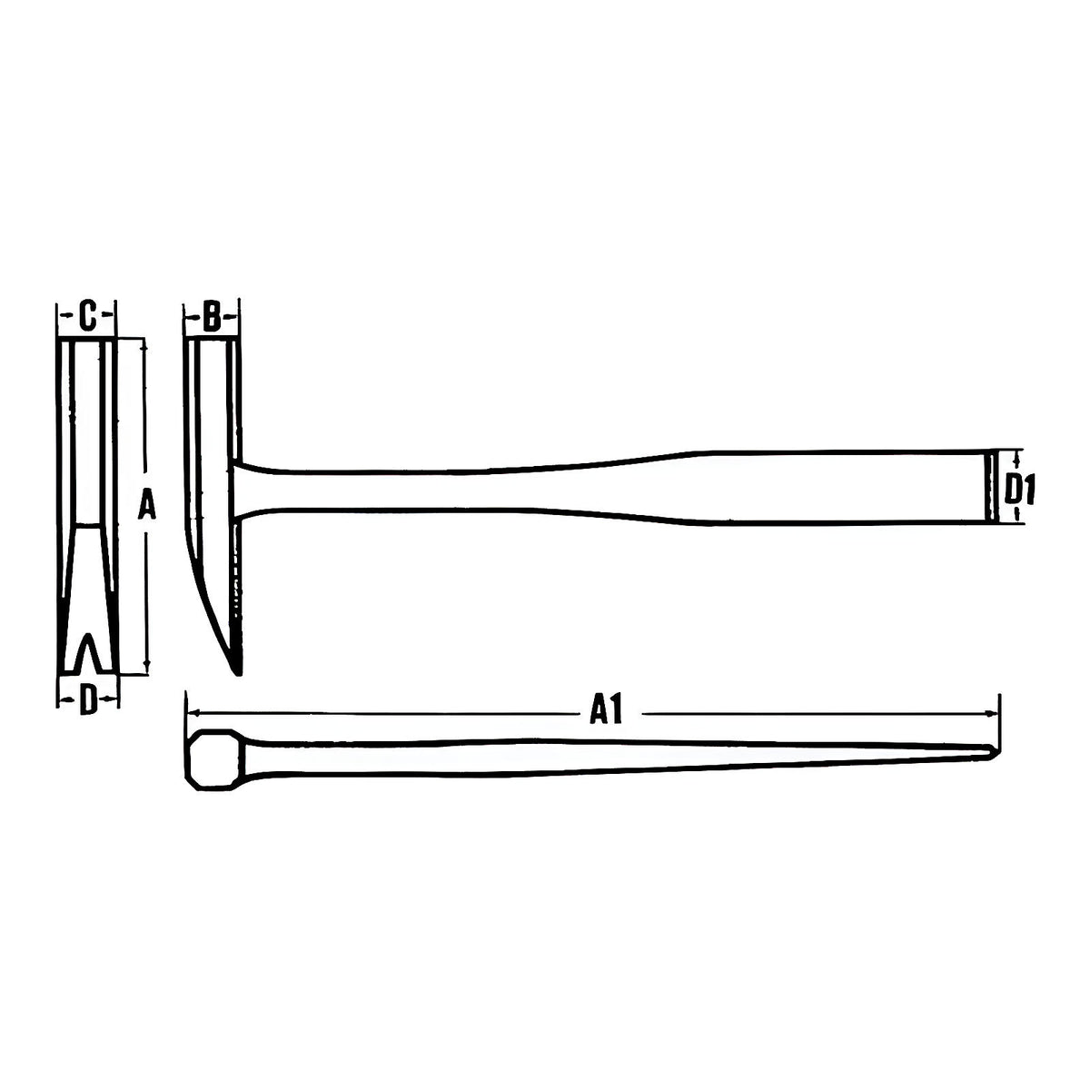 Marteau de vitrier manche acier tête plate