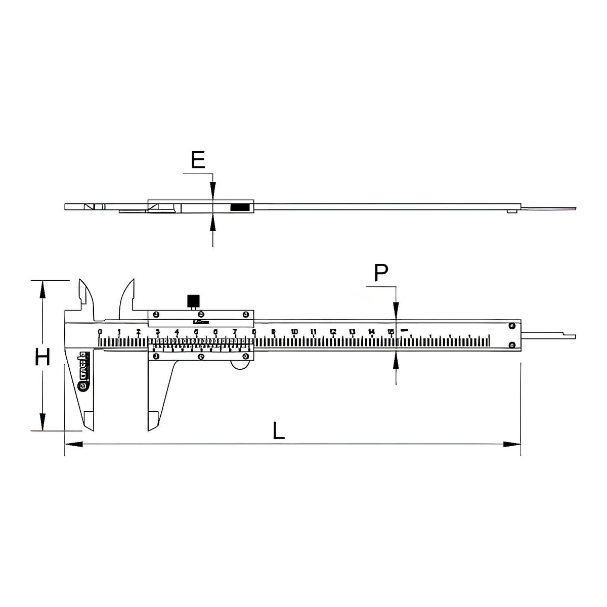 Pied à coulisse vernier monobloc résolution 0,02 mm