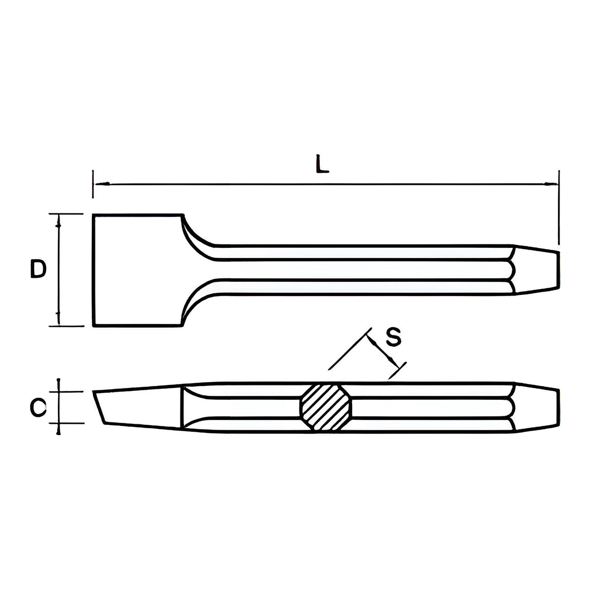 Chasse à pierre acier C55 affûtable pour maçon