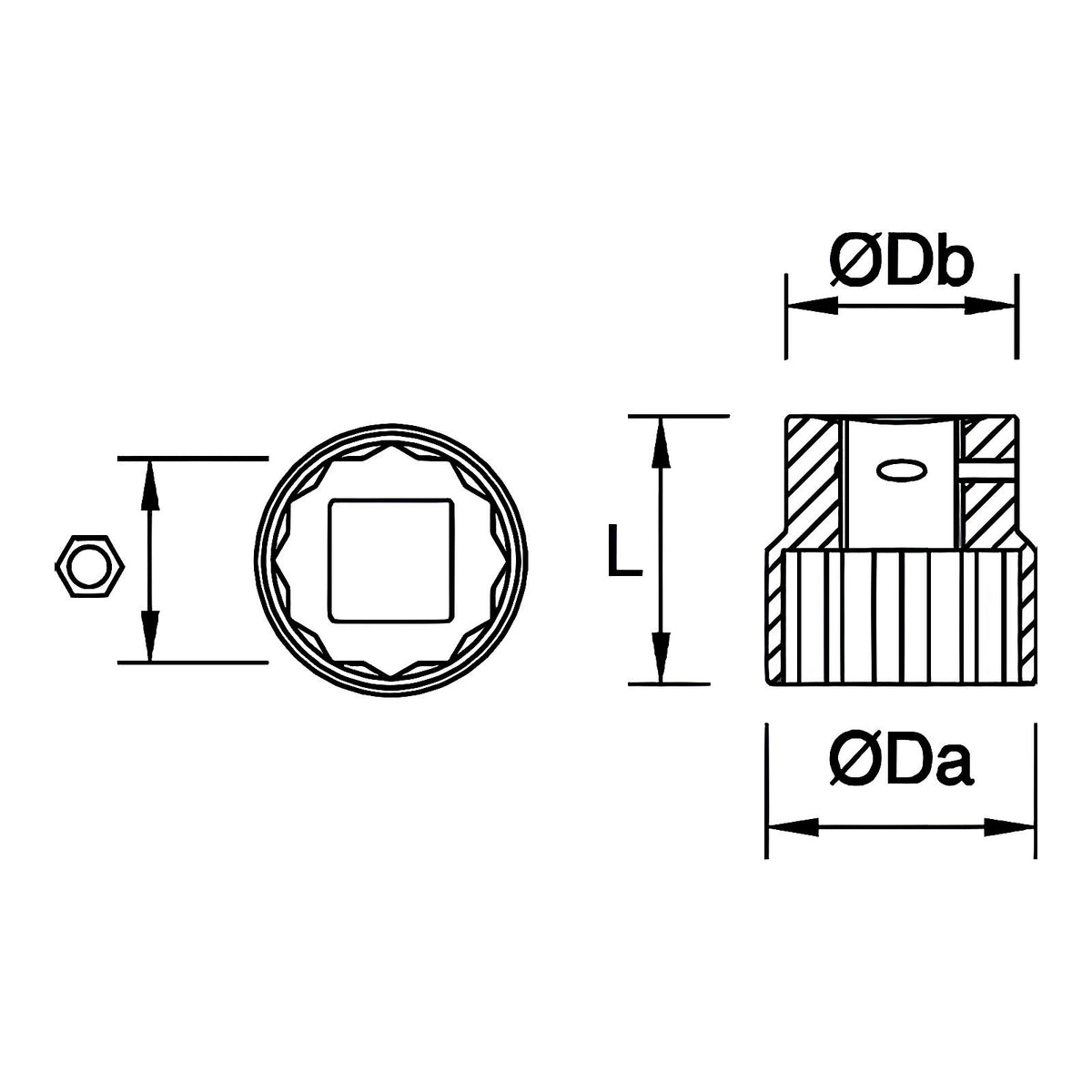 Douille 6 pans 3/4” avec lock pin