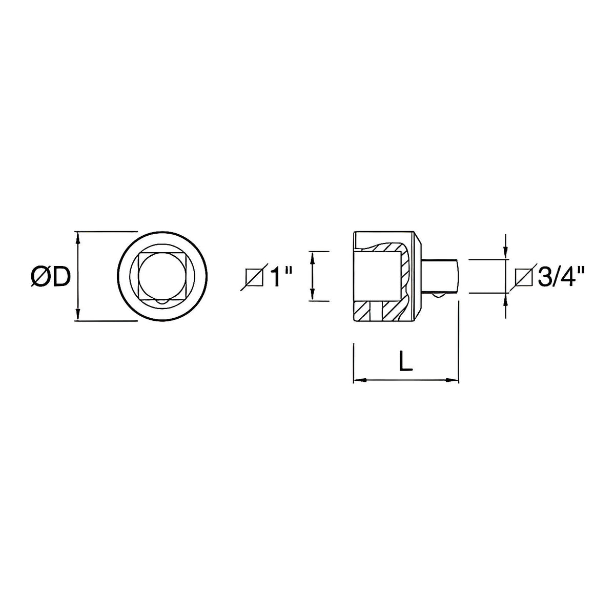Adaptateur réducteur 1” vers 3/4” pour douille