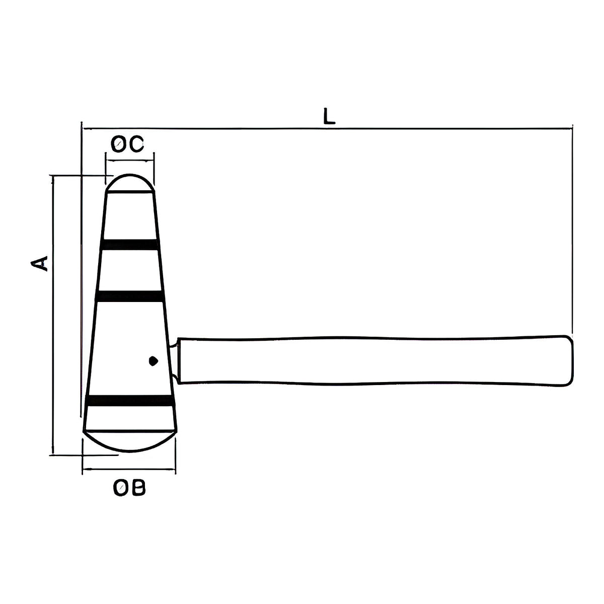 Maillet forme carotte Dynachoc bois compressé fretté