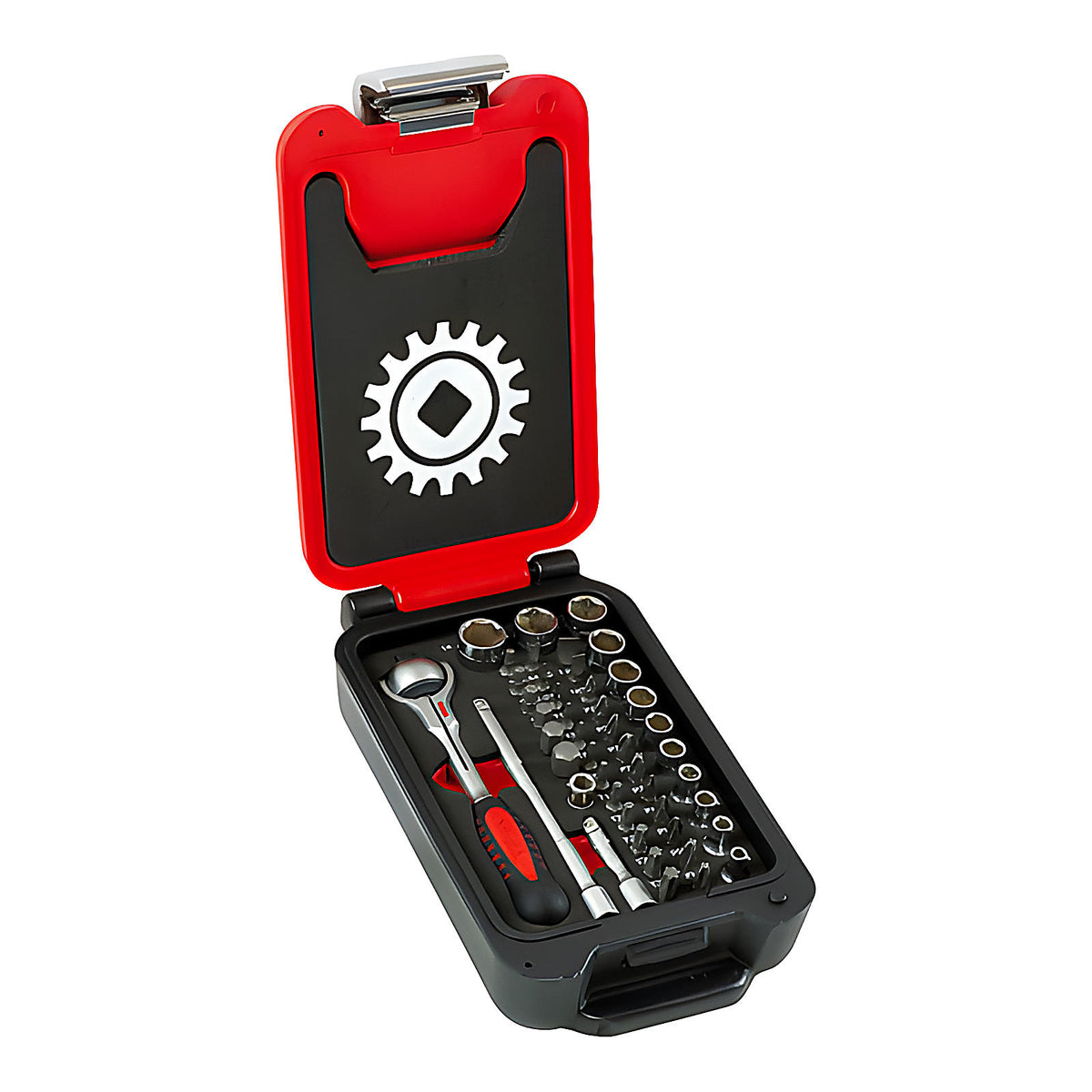 Coffret 1/4” 46 pièces 6 pans cliquet tête rotative