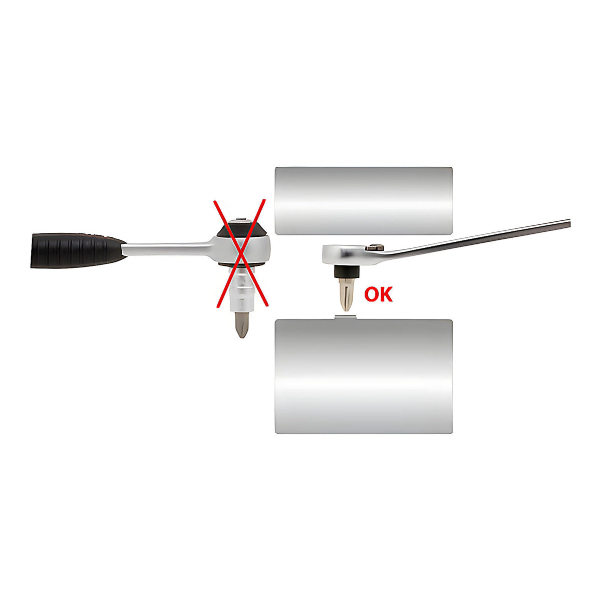 Cliquet porte-douille porte-embouts 2 en 1 carré 1/4”