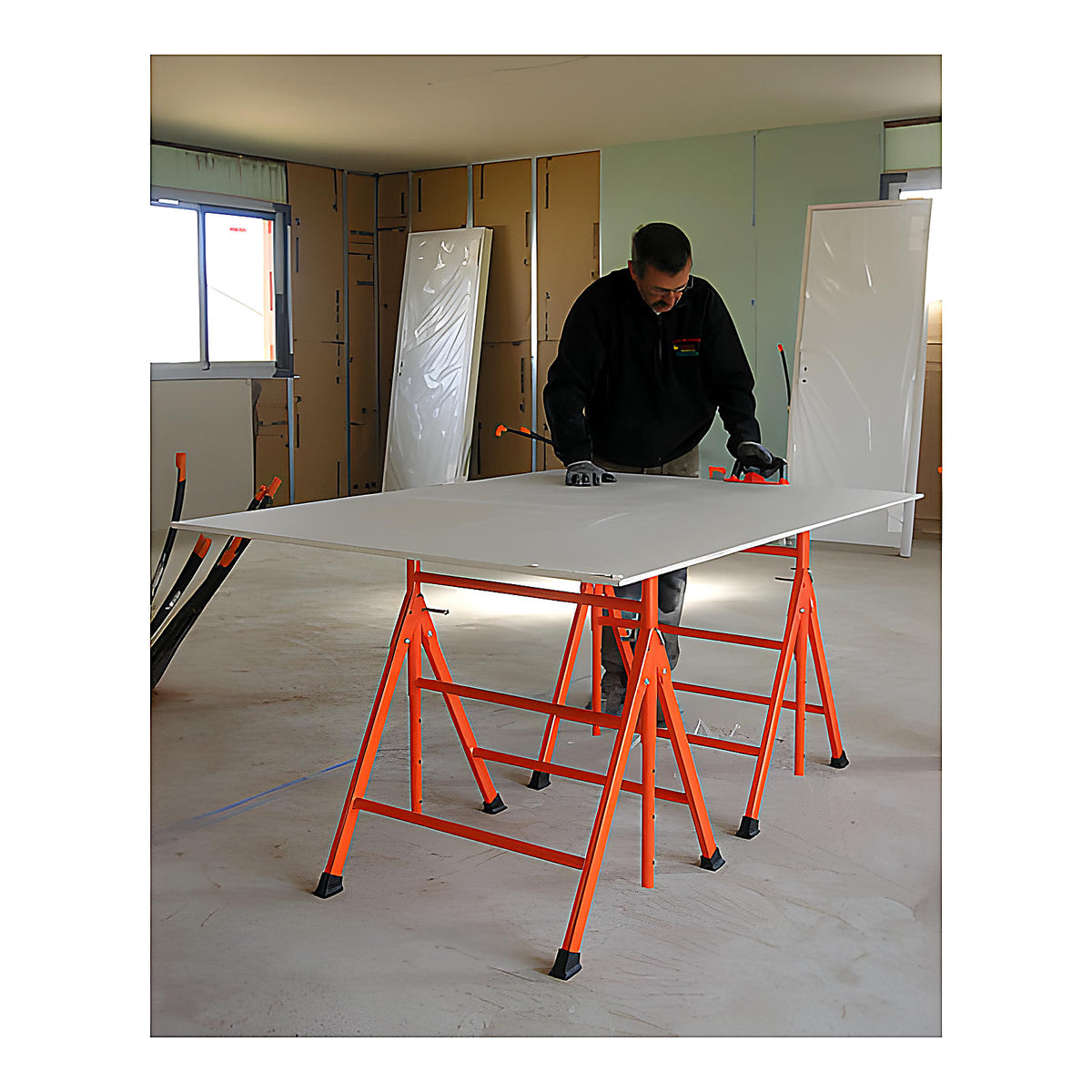 Tréteau professionnel réglable poutre bois
