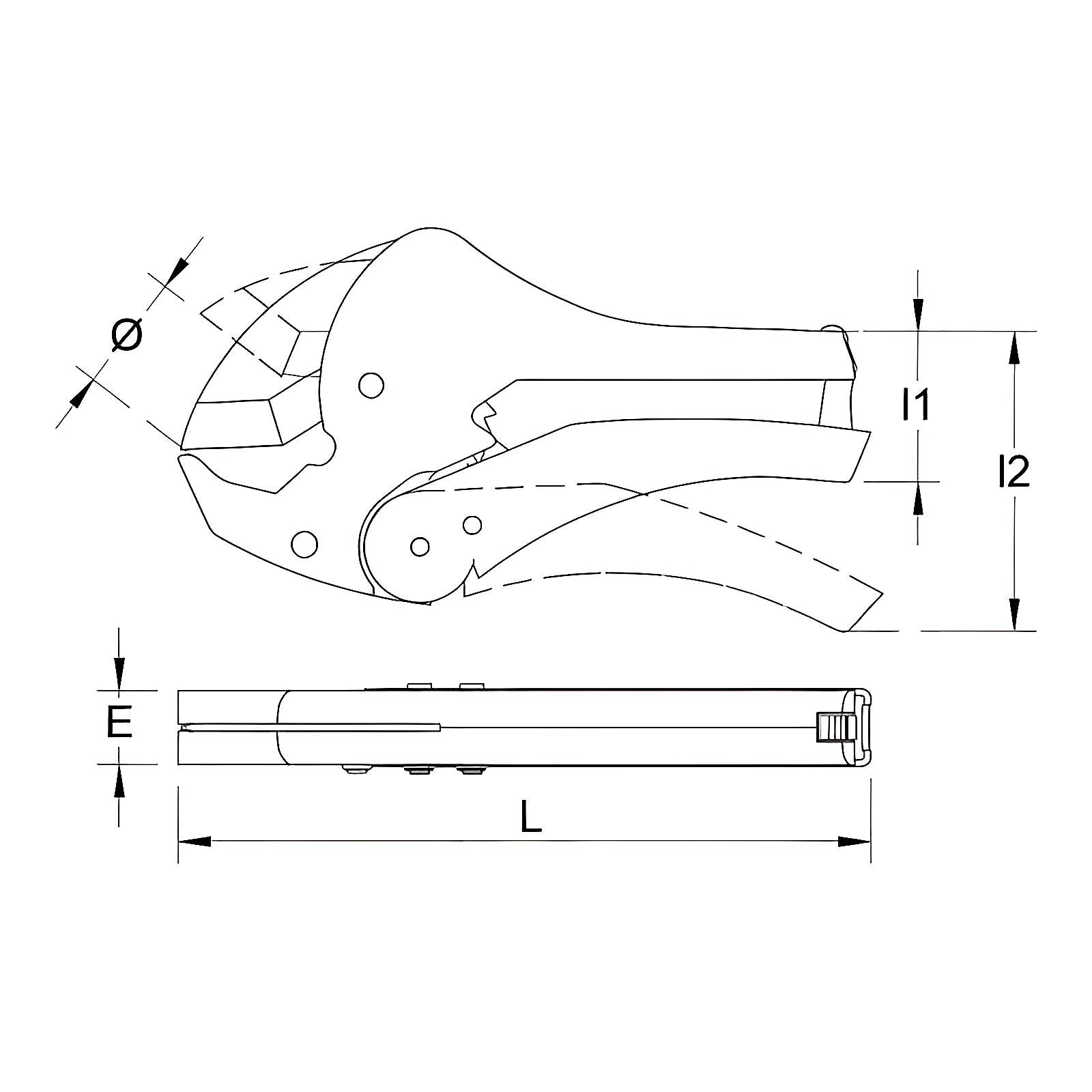 Coupe-tube PVC à cliquet sur carte plombier